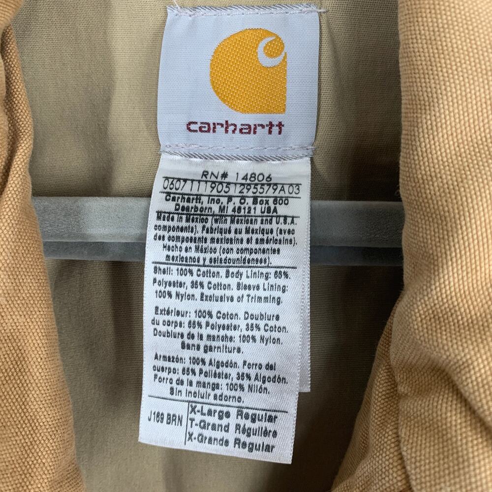 Carhartt Canvas Jacket Mens XL Brown Lined Bomber Work Full Zip Vintage 1990s - Picture 5 of 12